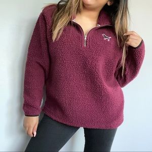 VICTORIA’S SECRET PINK Quarter Zip Sherpa Pullover